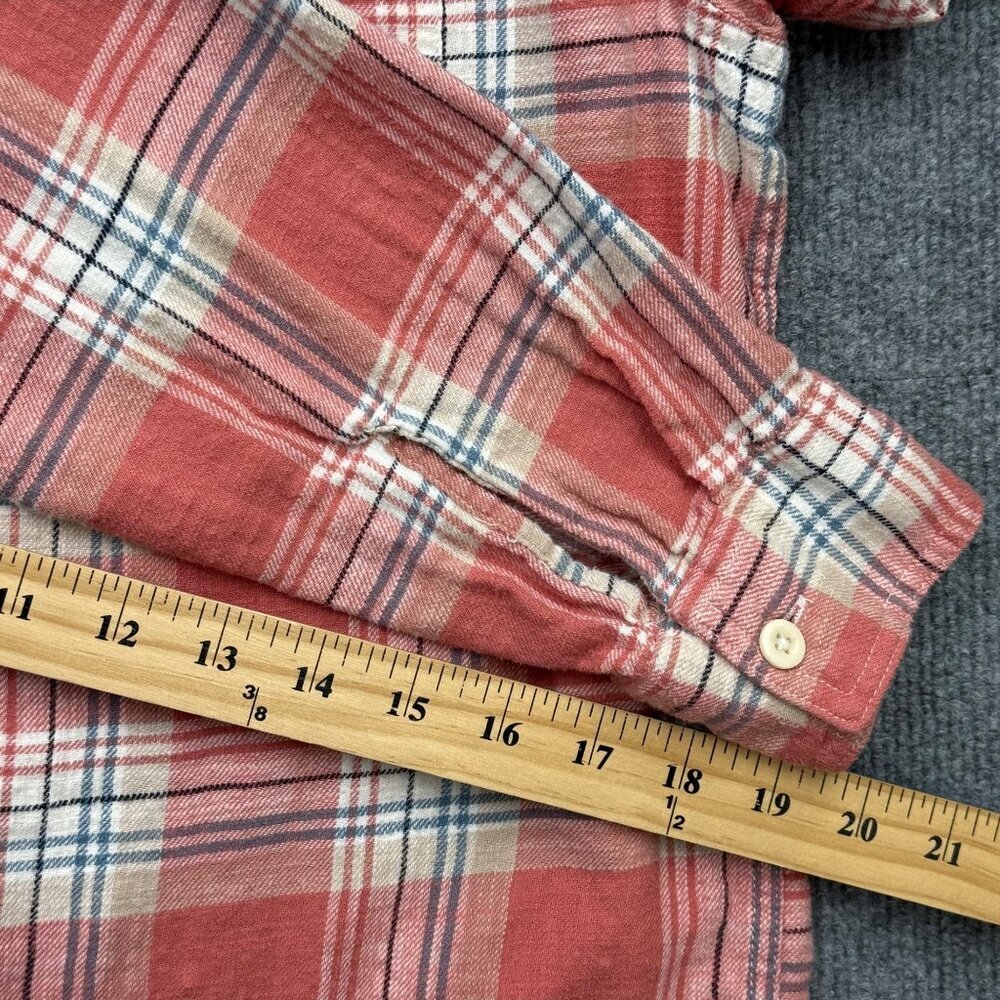 American Eagle Mens L Plaid Flannel Shirt Shacket Removeable Hood Cabincore Red - Picture 13 of 13